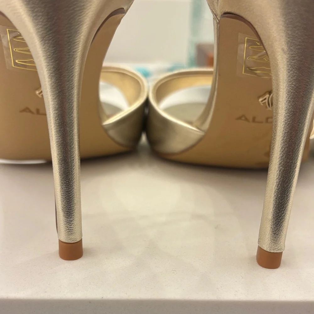 Aldo Metallic Gold Strappy Heels - Picture 4 of 6